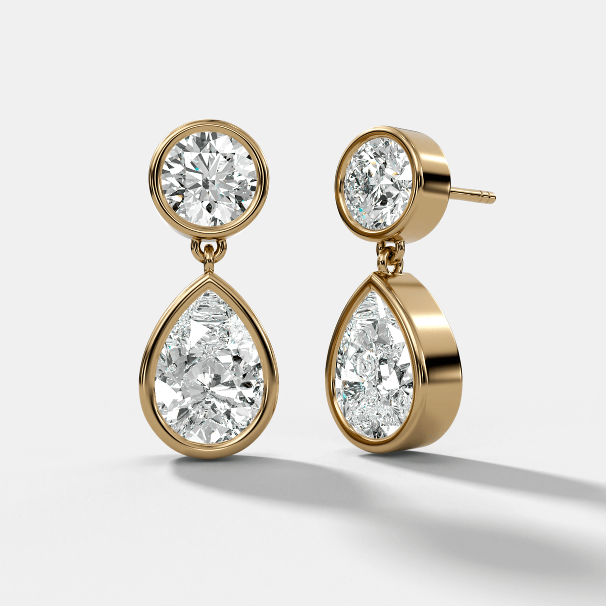 Bezel Teardrop Diamond Earrings - GOODSTONE