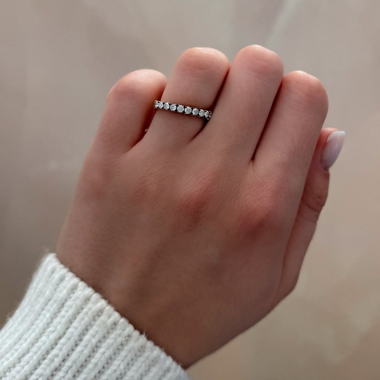 Blackened Pavé Diamond Wedding Band - GOODSTONE