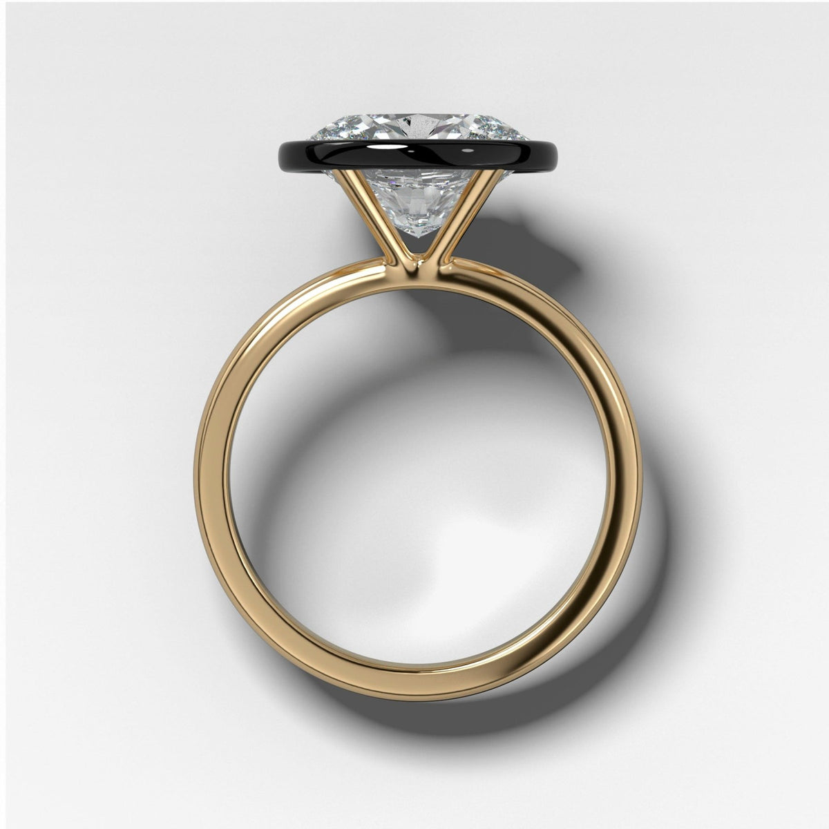 Blackened Penumbra Bezel Set Engagement Ring With East West Oval Cut - GOODSTONE