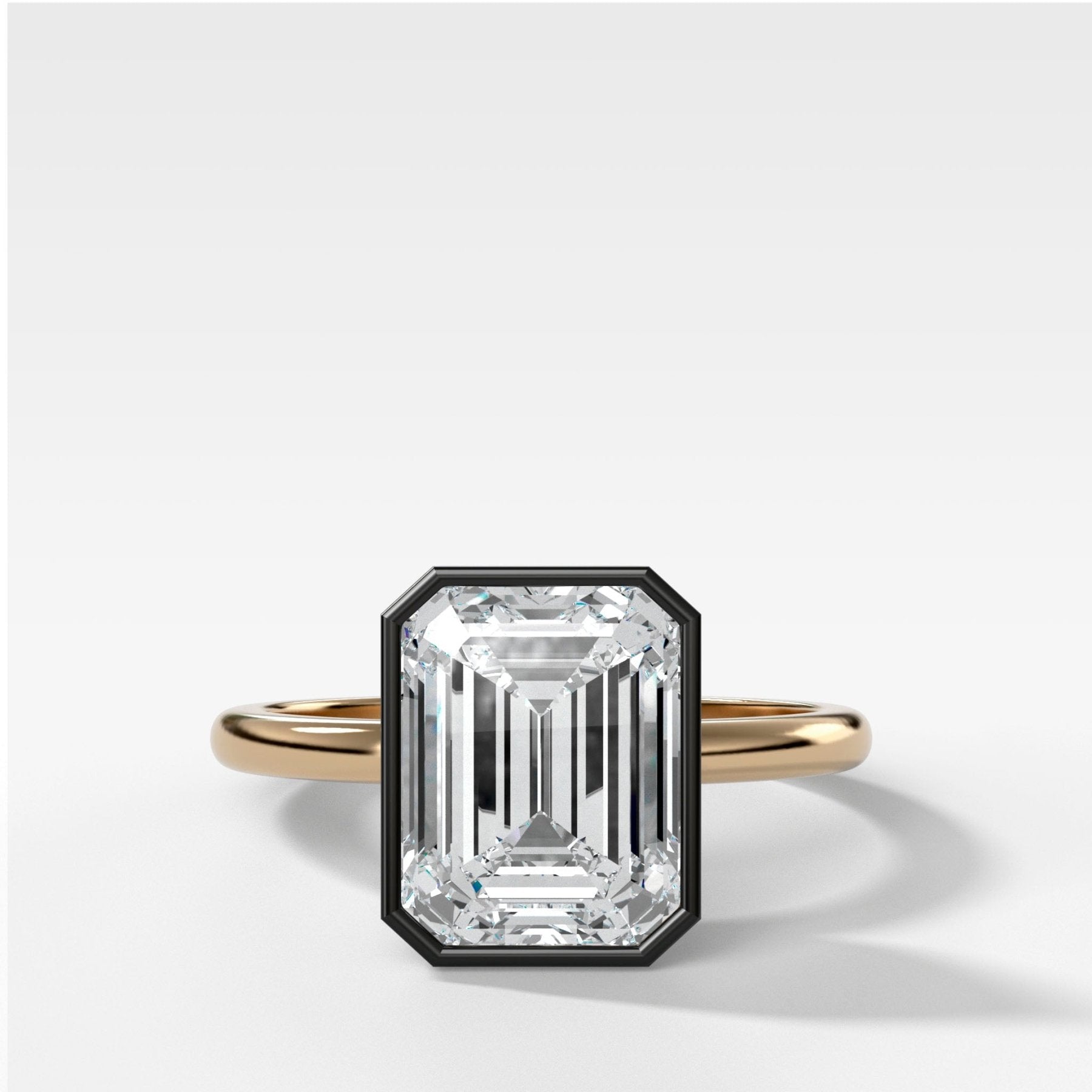 Blackened Penumbra Bezel Set Engagement Ring With Emerald Cut - GOODSTONE
