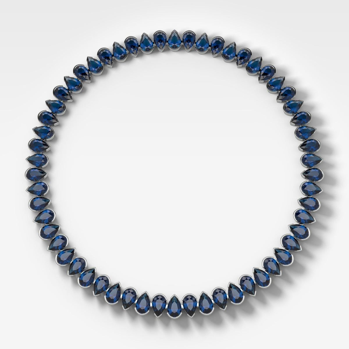 Blue Sapphire Half Bezel Pear Cut Diamond Choker Necklace - GOODSTONE