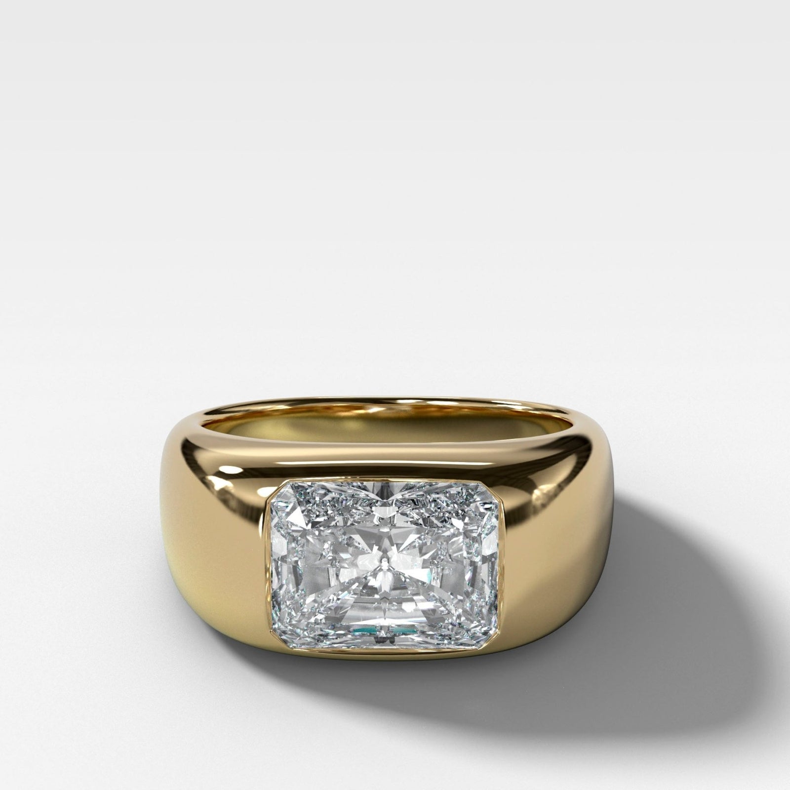 Burnished Solitaire Engagement Ring with 2.51ct Lab Grown Elongated Radiant Cut Diamond - GOODSTONE