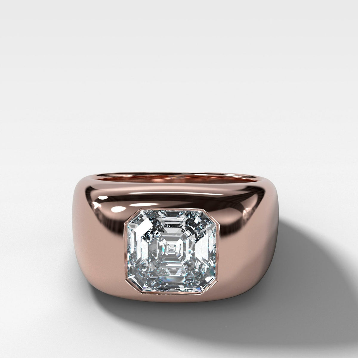 Burnished Solitaire Engagement Ring with Asscher Cut Diamond - GOODSTONE