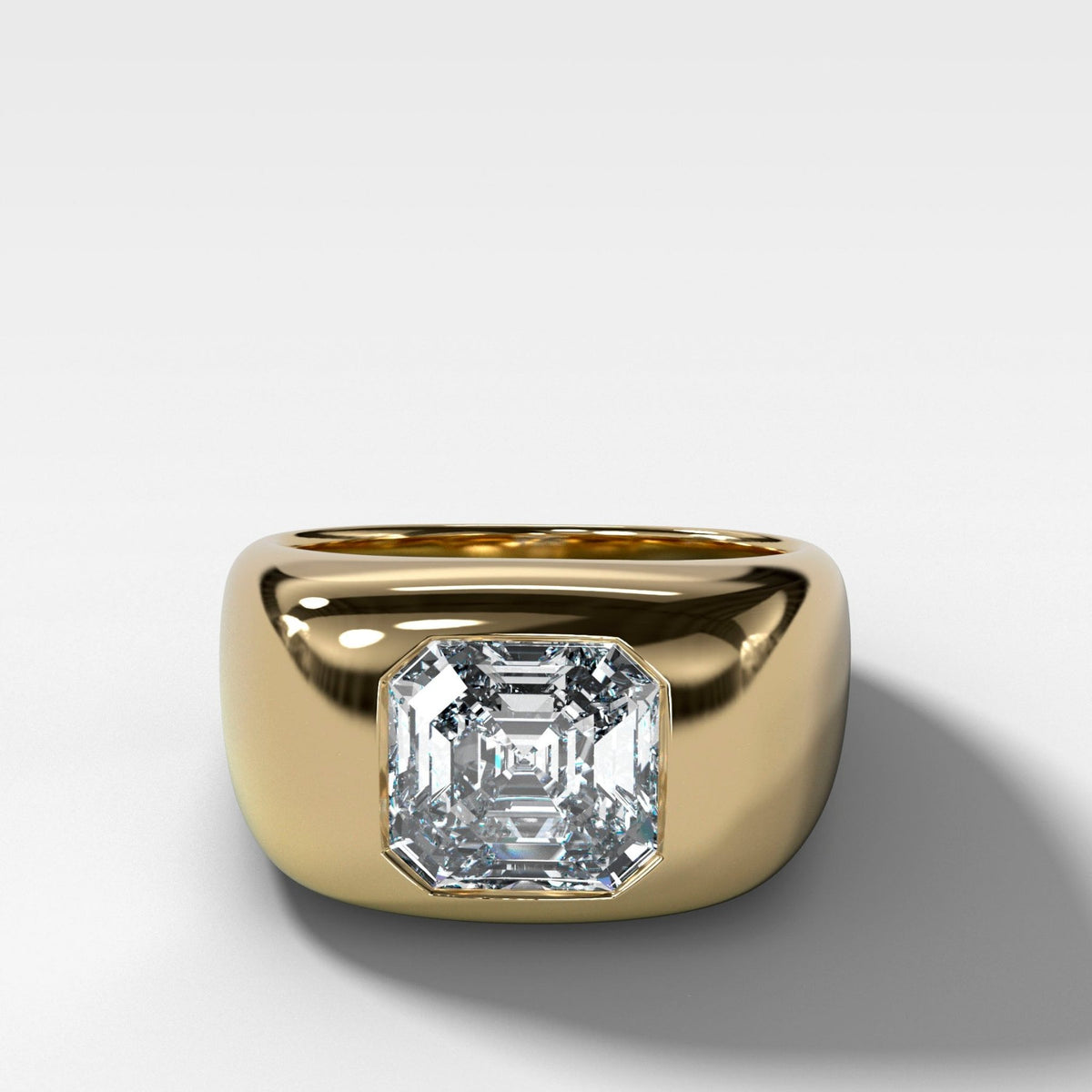 Burnished Solitaire Engagement Ring with Asscher Cut Diamond - GOODSTONE
