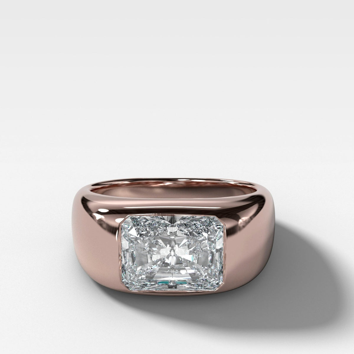 Burnished Solitaire Engagement Ring with Elongated Radiant Cut Diamond - GOODSTONE
