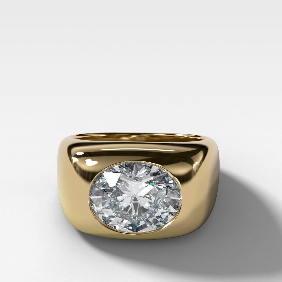 Burnished Solitaire Engagement Ring with Oval Cut Diamond - GOODSTONE