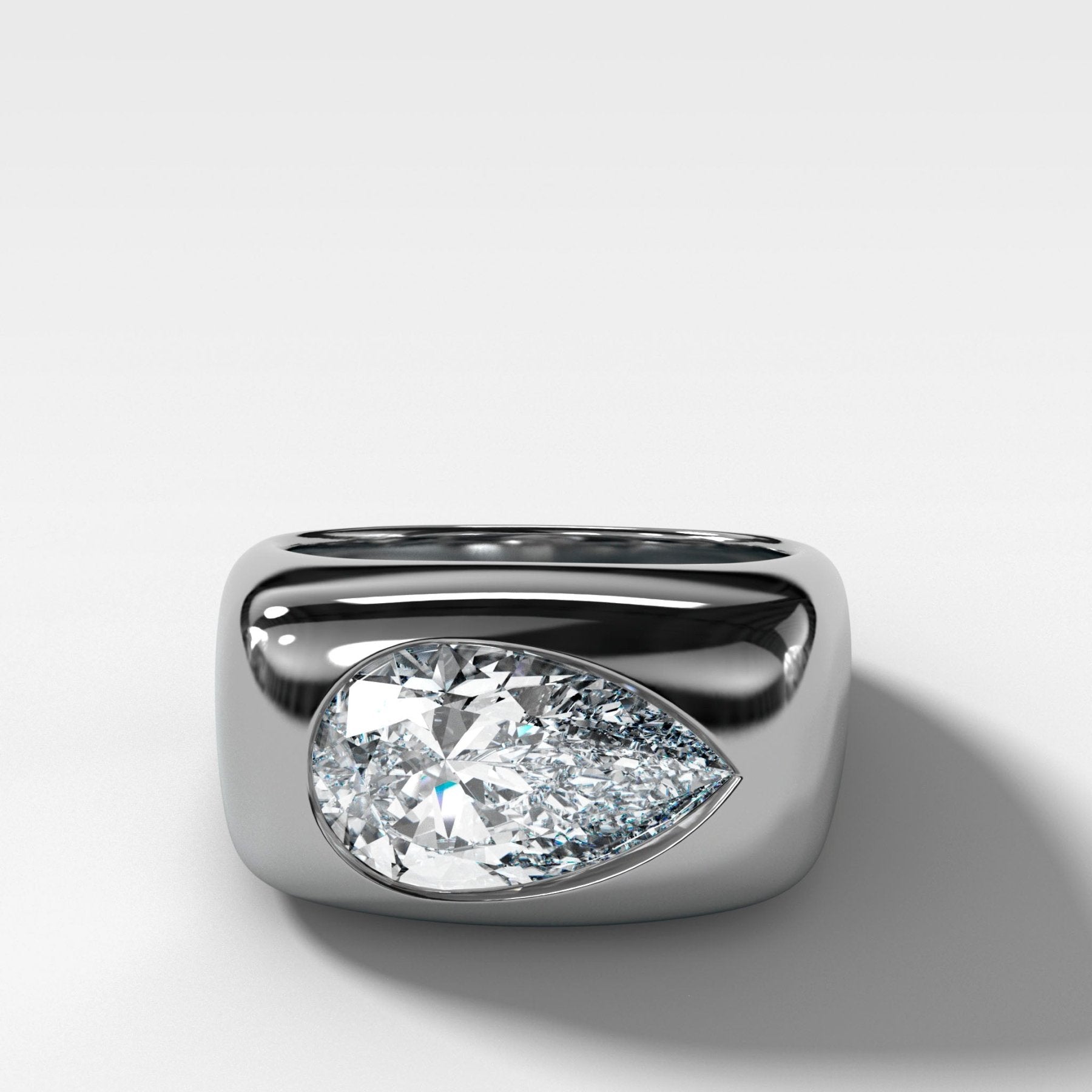 Burnished Solitaire Engagement Ring with Pear Cut Diamond - GOODSTONE