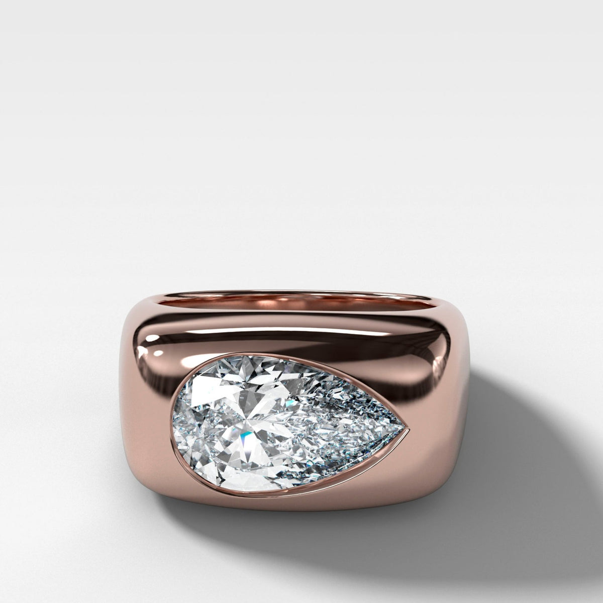 Burnished Solitaire Engagement Ring with Pear Cut Diamond - GOODSTONE