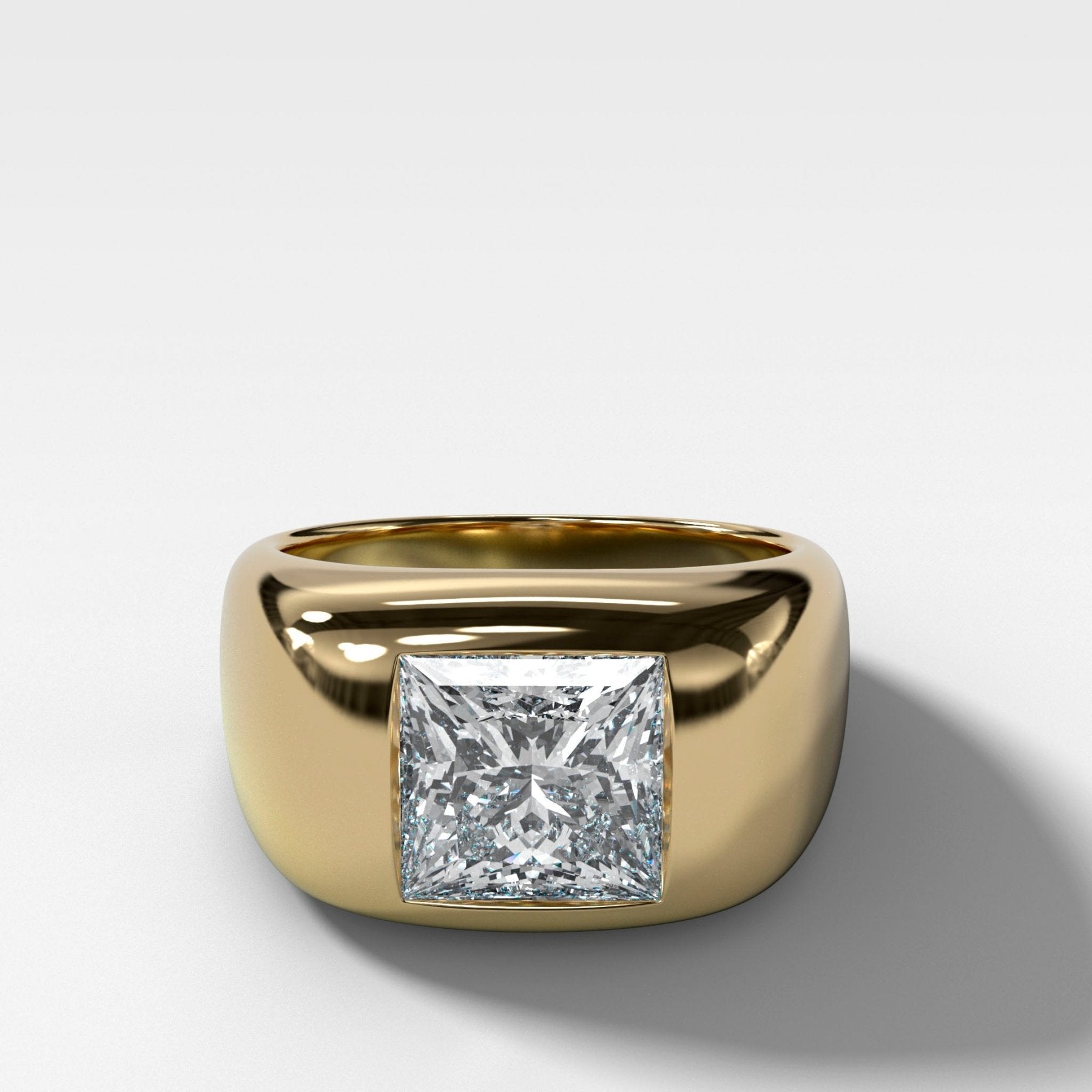 Burnished Solitaire Engagement Ring with Princess Cut Diamond - GOODSTONE