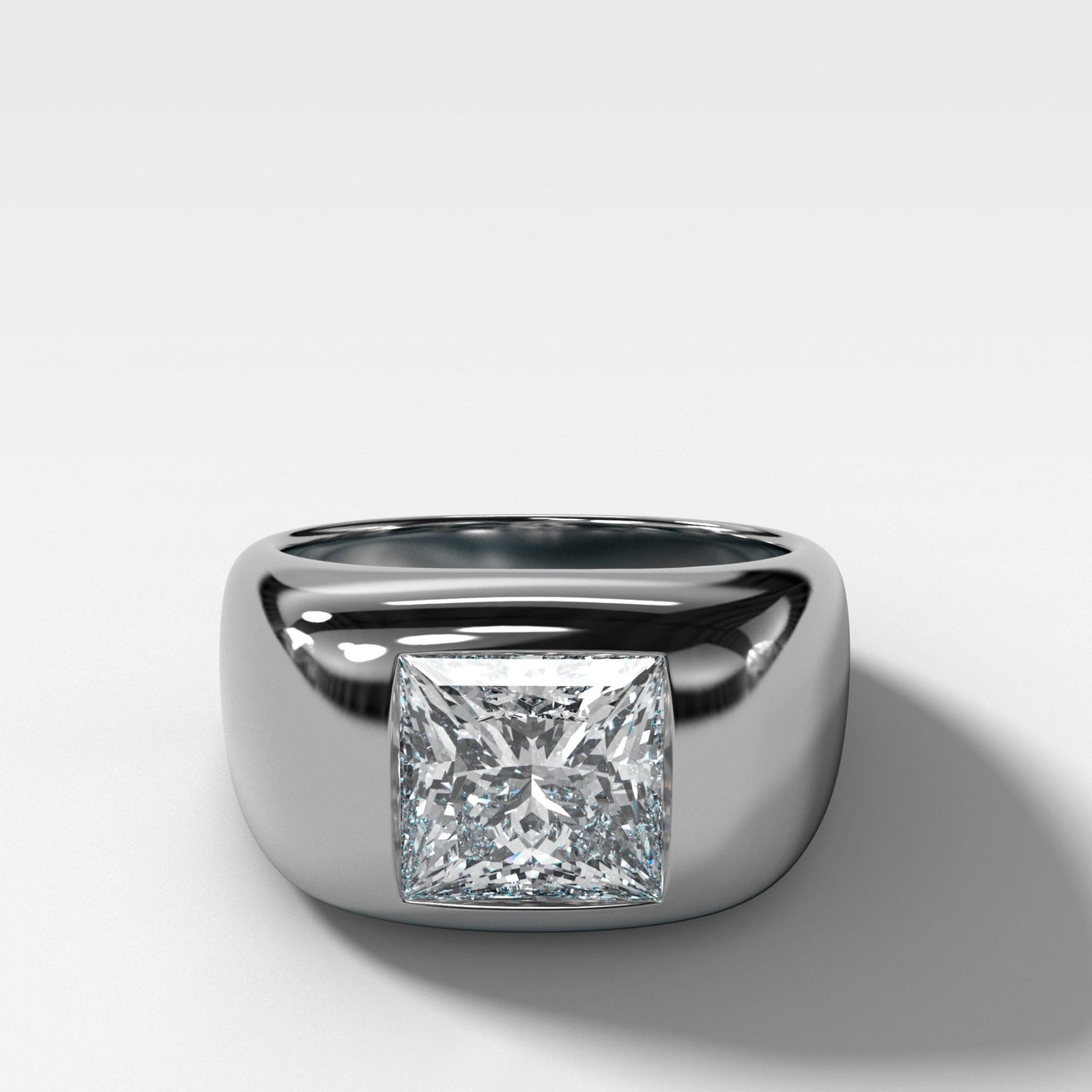 Burnished Solitaire Engagement Ring with Princess Cut Diamond - GOODSTONE