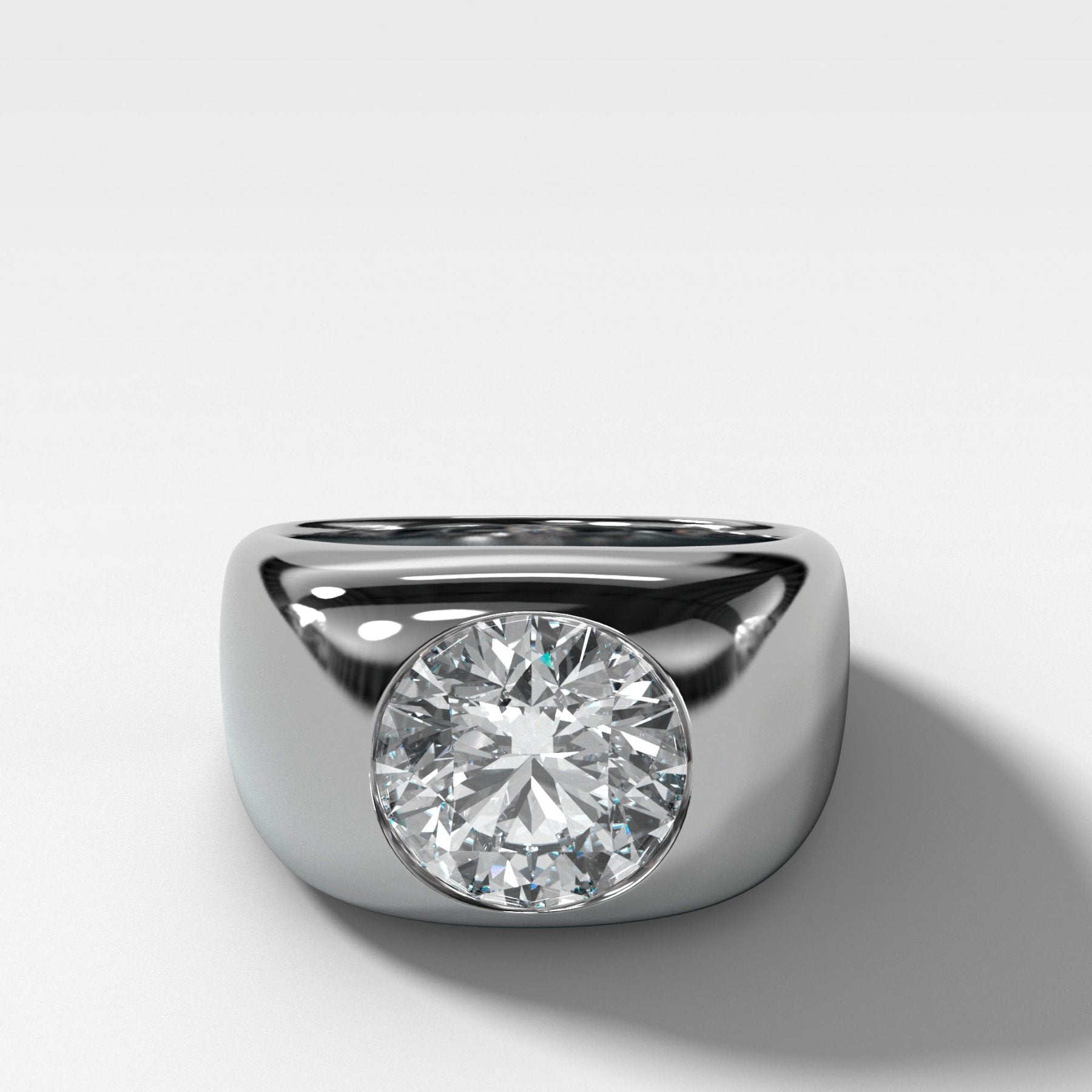 Burnished Solitaire Engagement Ring with Round Cut Diamond - GOODSTONE