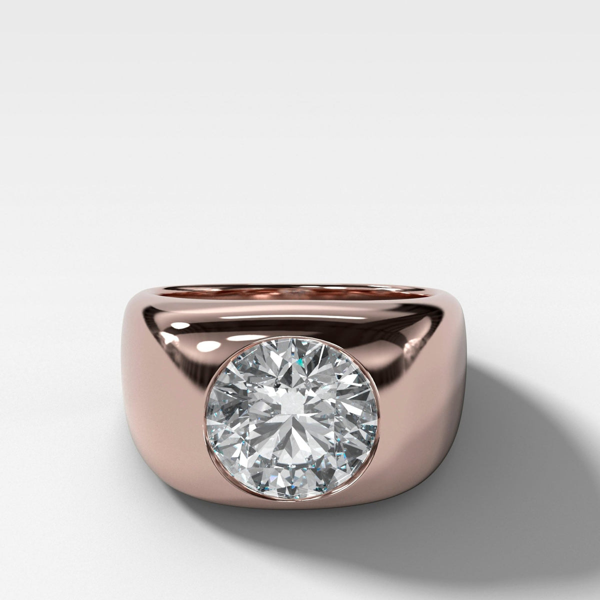 Burnished Solitaire Engagement Ring with Round Cut Diamond - GOODSTONE