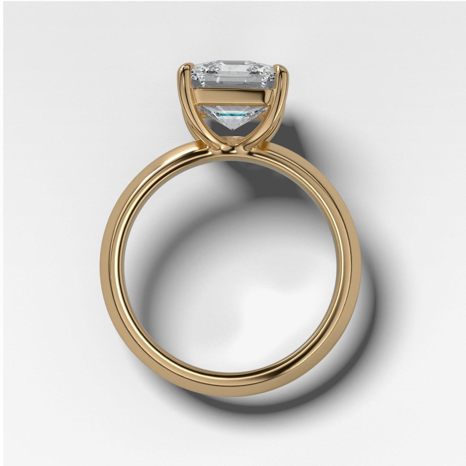 Butter Knife Solitaire Engagement Ring With Asscher Cut Diamond - GOODSTONE