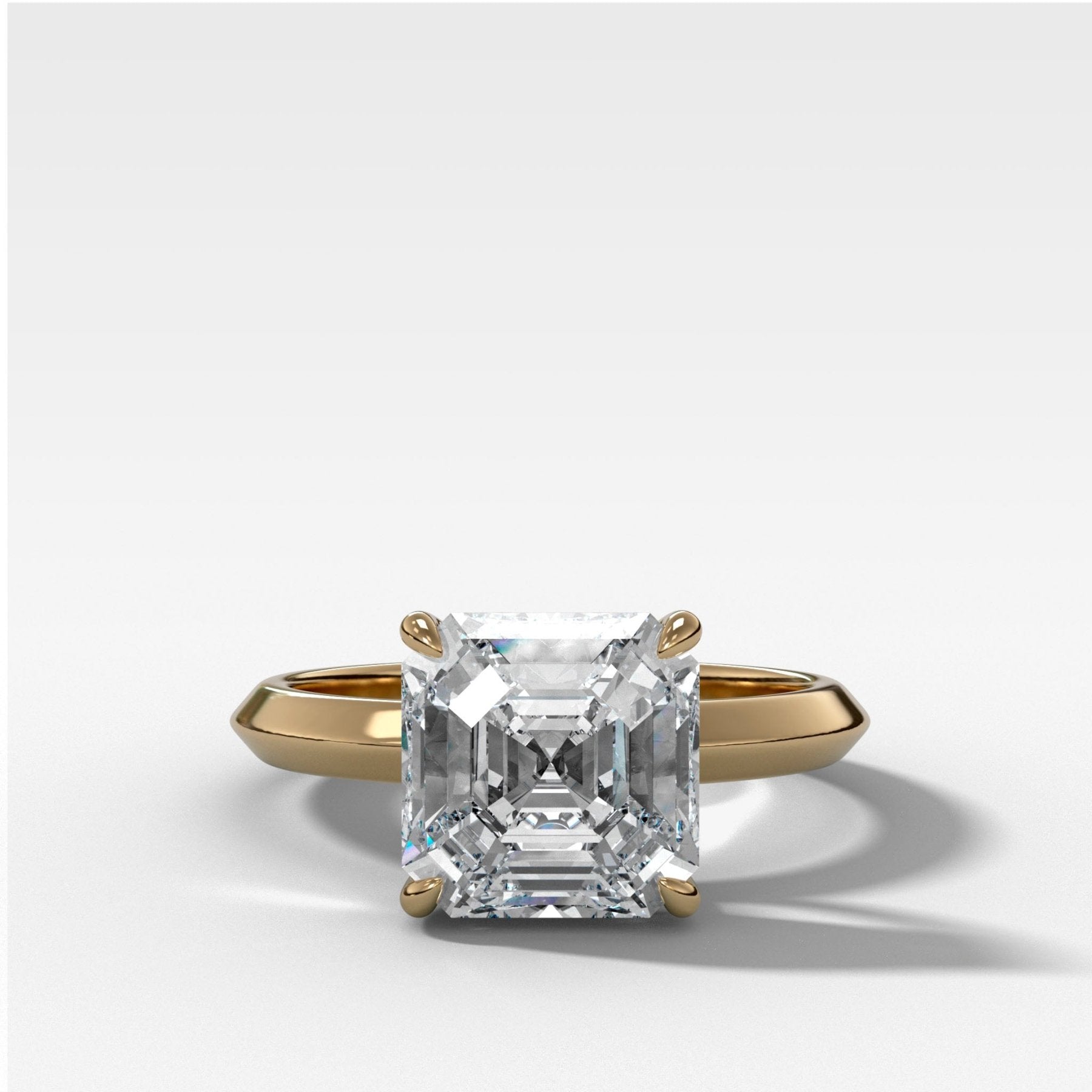 Butter Knife Solitaire Engagement Ring With Asscher Cut Diamond - GOODSTONE