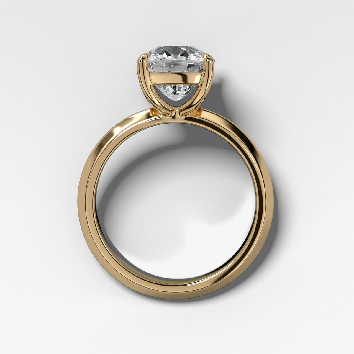 Butter Knife Solitaire Engagement Ring With Elongated Cushion Cut Diamond - GOODSTONE