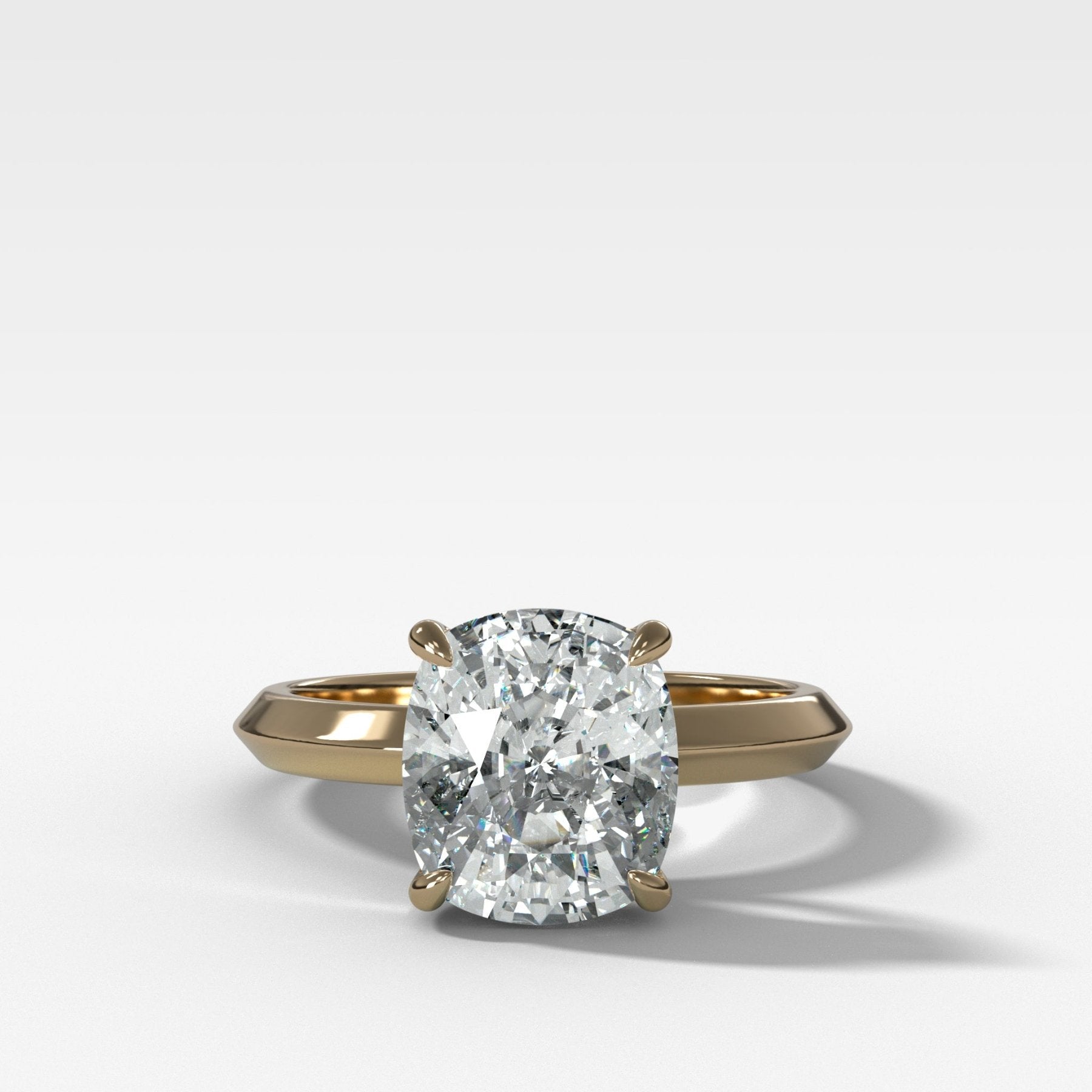 Butter Knife Solitaire Engagement Ring With Elongated Cushion Cut Diamond - GOODSTONE