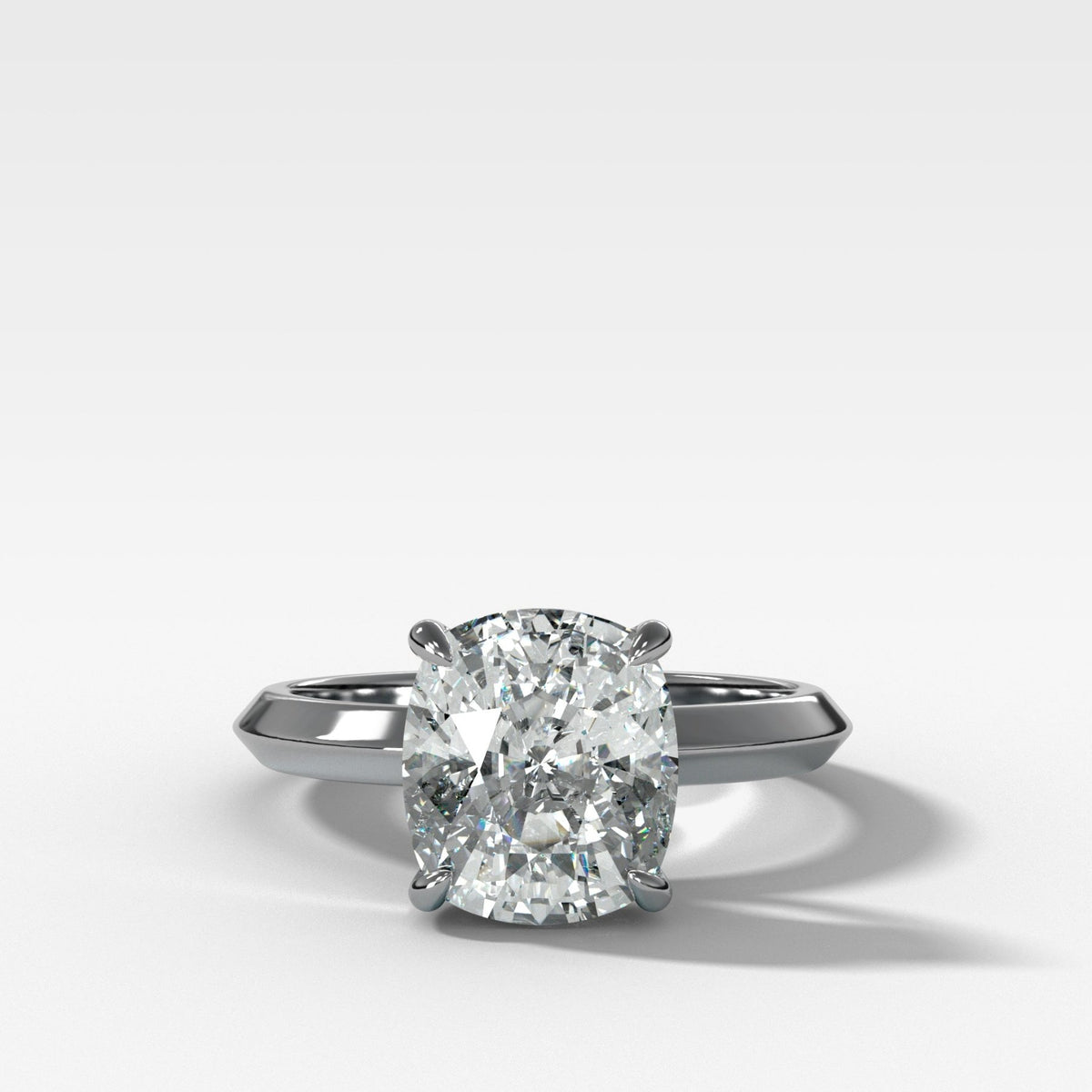 Butter Knife Solitaire Engagement Ring With Elongated Cushion Cut Diamond - GOODSTONE