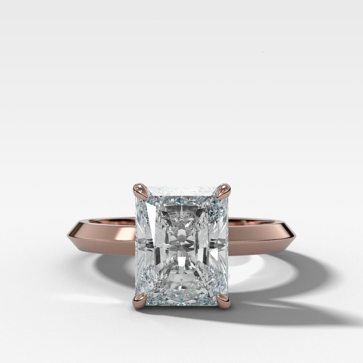Butter Knife Solitaire Engagement Ring With Elongated Radiant Cut Diamond - GOODSTONE