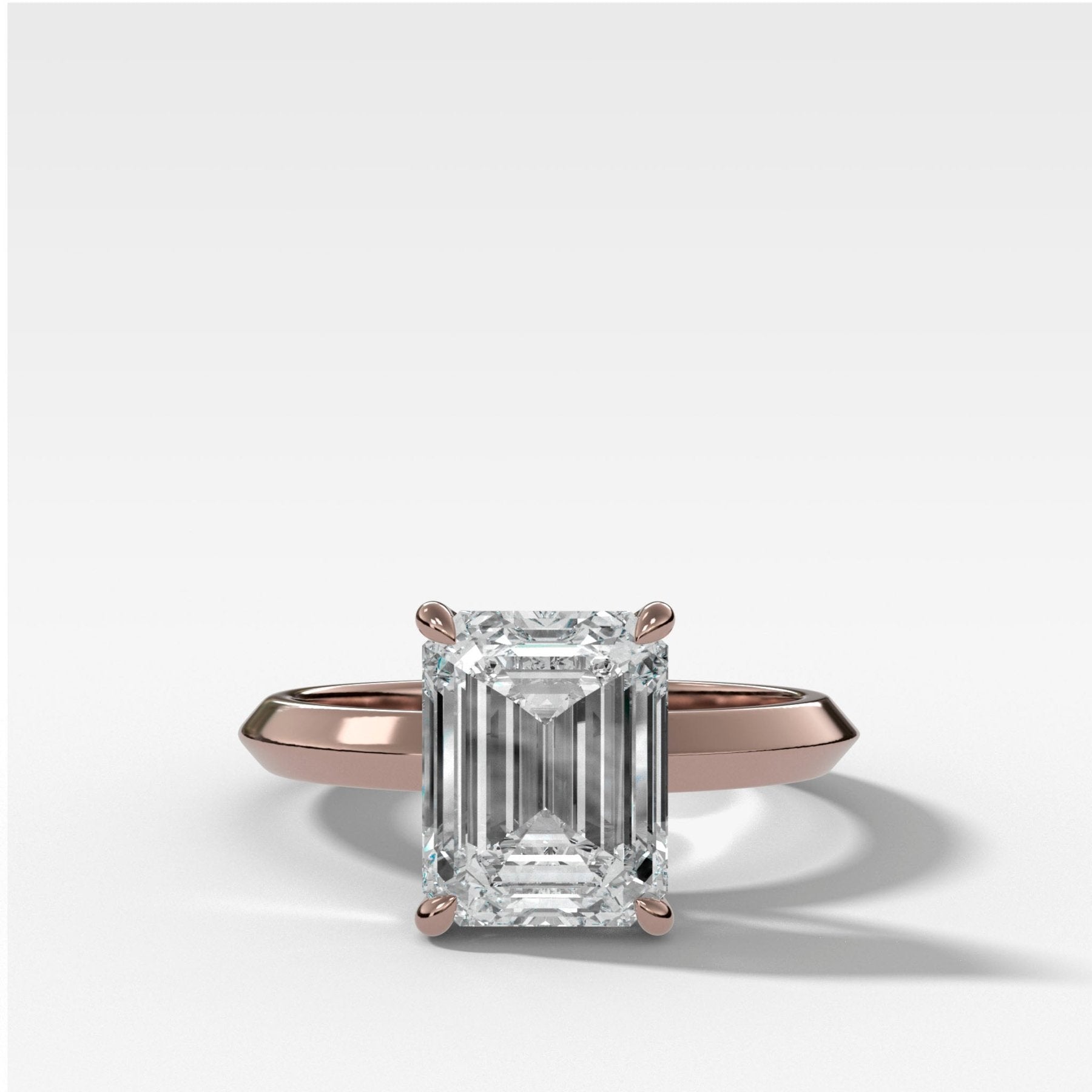 Butter Knife Solitaire Engagement Ring With Emerald Cut Diamond - GOODSTONE