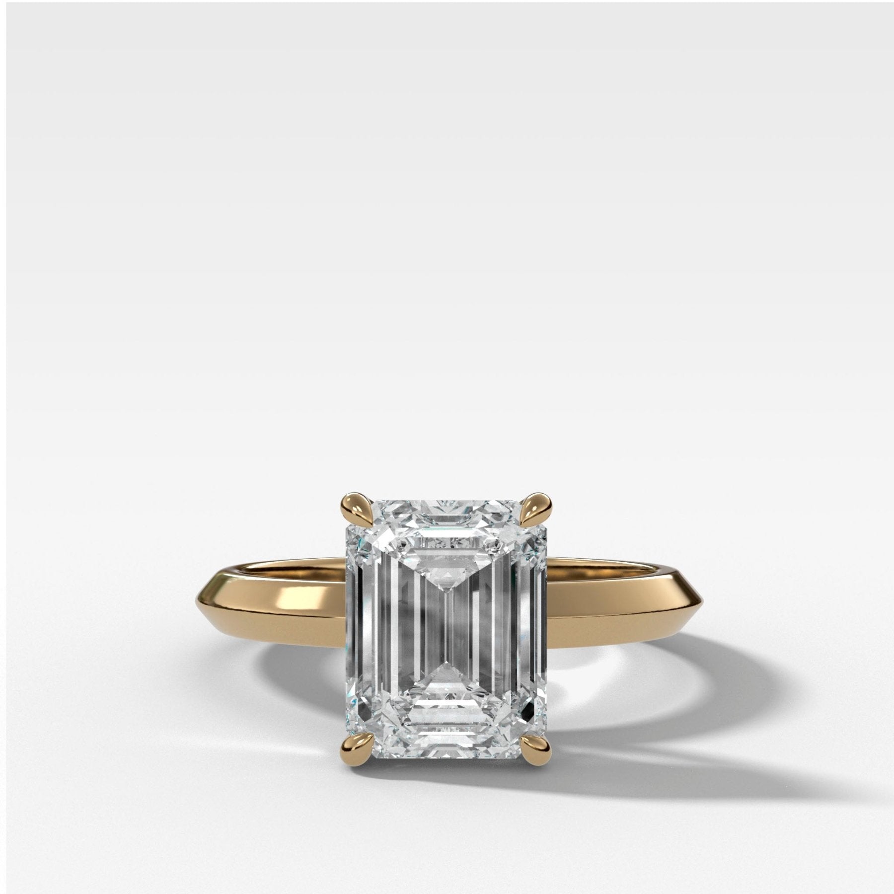 Butter Knife Solitaire Engagement Ring With Emerald Cut Diamond - GOODSTONE