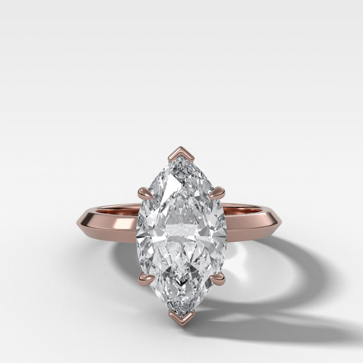 Butter Knife Solitaire Engagement Ring With Marquise Cut Diamond - GOODSTONE