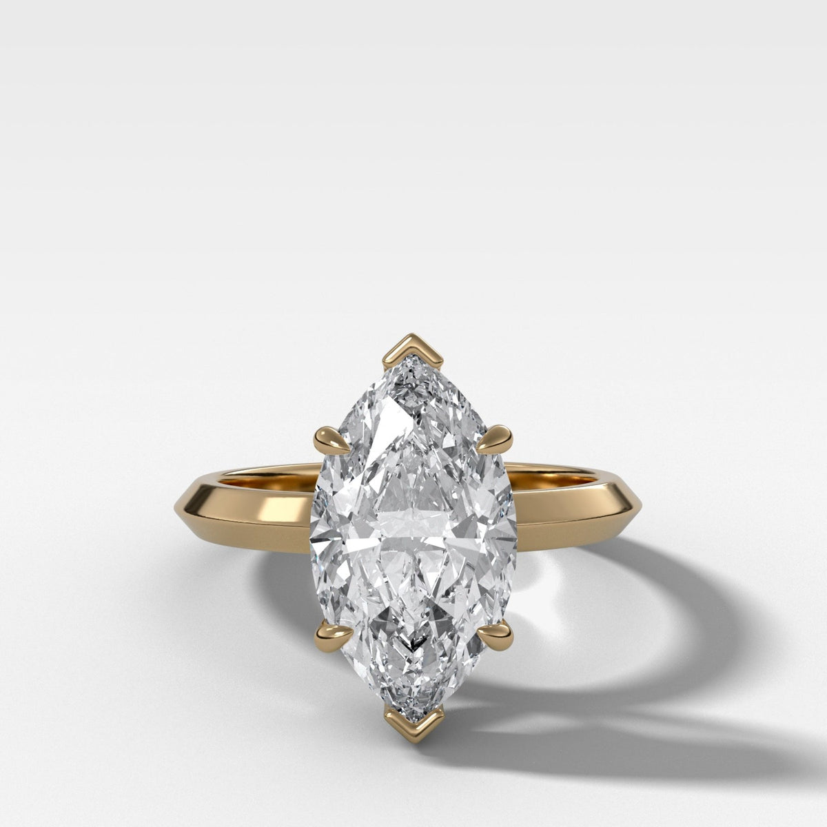 Butter Knife Solitaire Engagement Ring With Marquise Cut Diamond - GOODSTONE