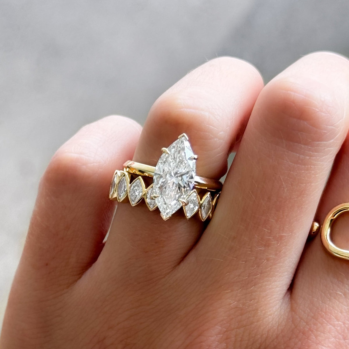 Butter Knife Solitaire Engagement Ring With Marquise Cut Diamond - GOODSTONE