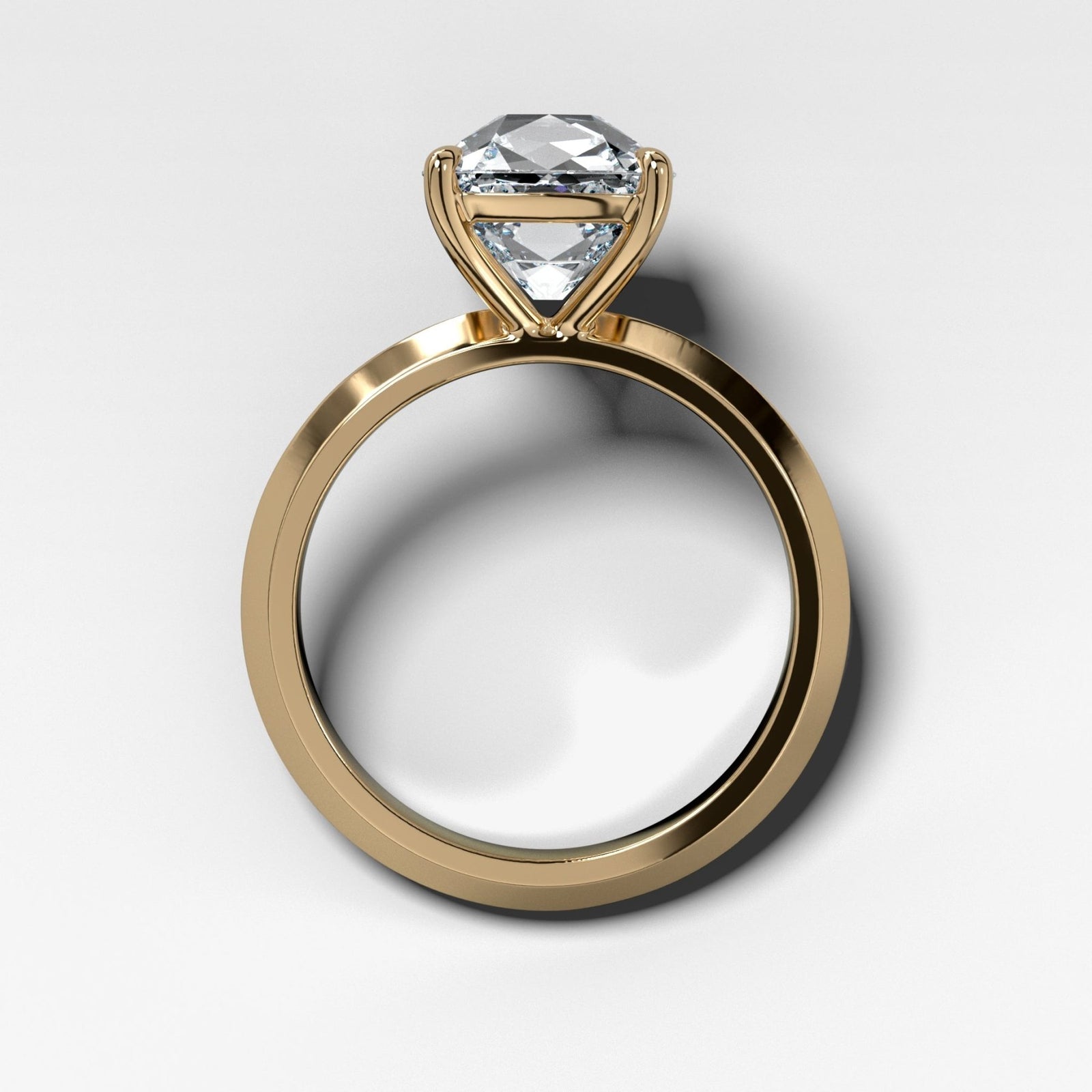 Butter Knife Solitaire Engagement Ring With Old Mine Cut Diamond - GOODSTONE