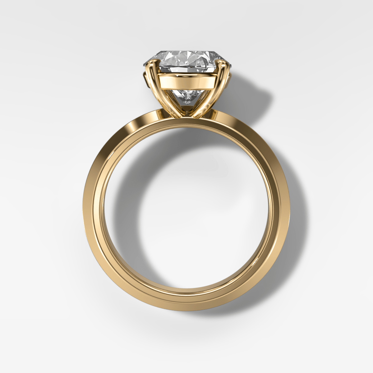 Butter Knife Solitaire Engagement Ring With Oval Cut Diamond - GOODSTONE