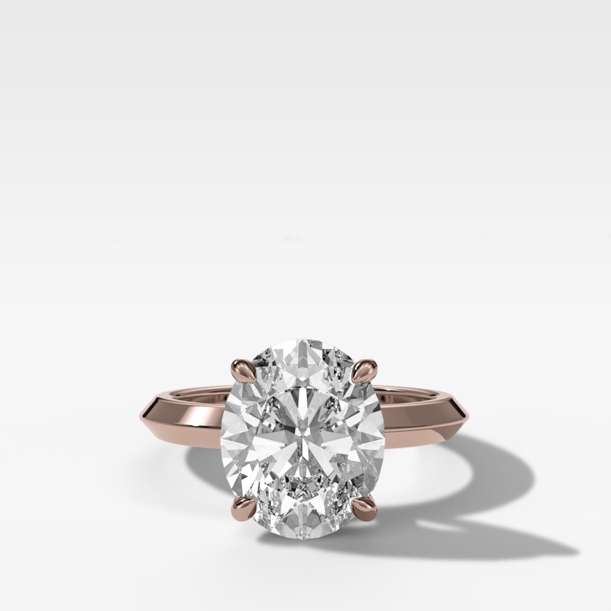 Butter Knife Solitaire Engagement Ring With Oval Cut Diamond - GOODSTONE