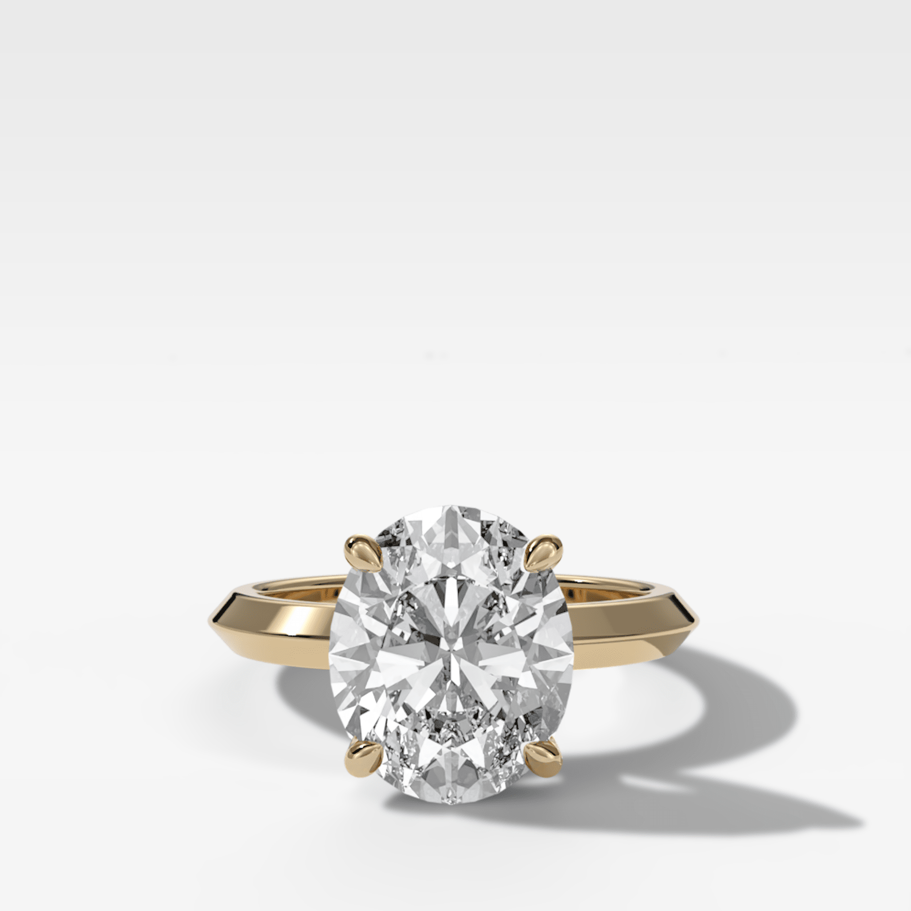 Butter Knife Solitaire Engagement Ring With Oval Cut Diamond - GOODSTONE