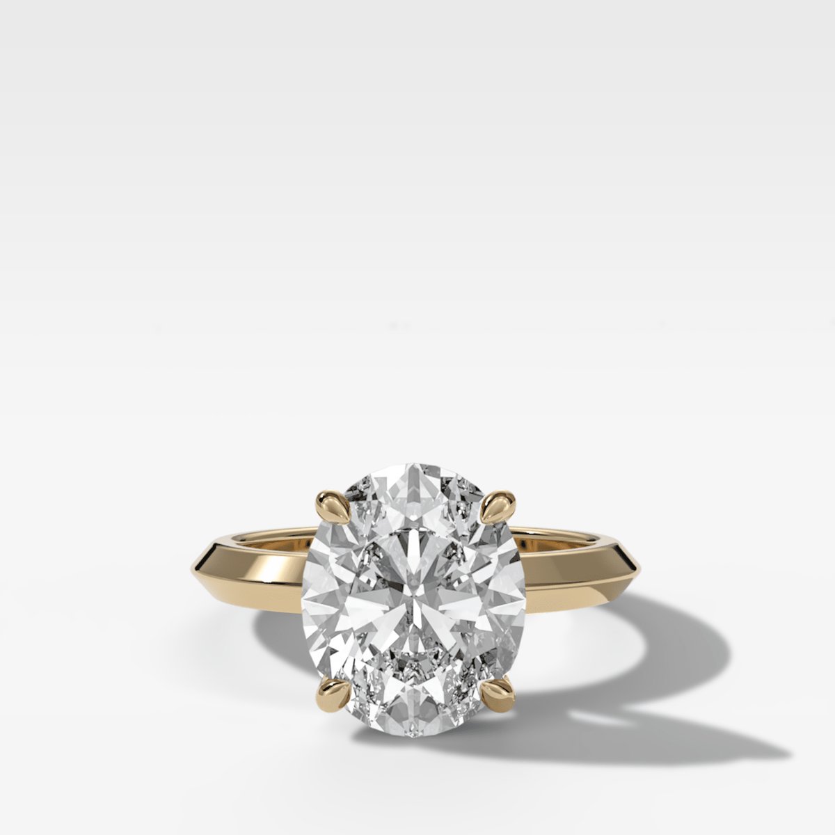 Butter Knife Solitaire Engagement Ring With Oval Cut Diamond - GOODSTONE