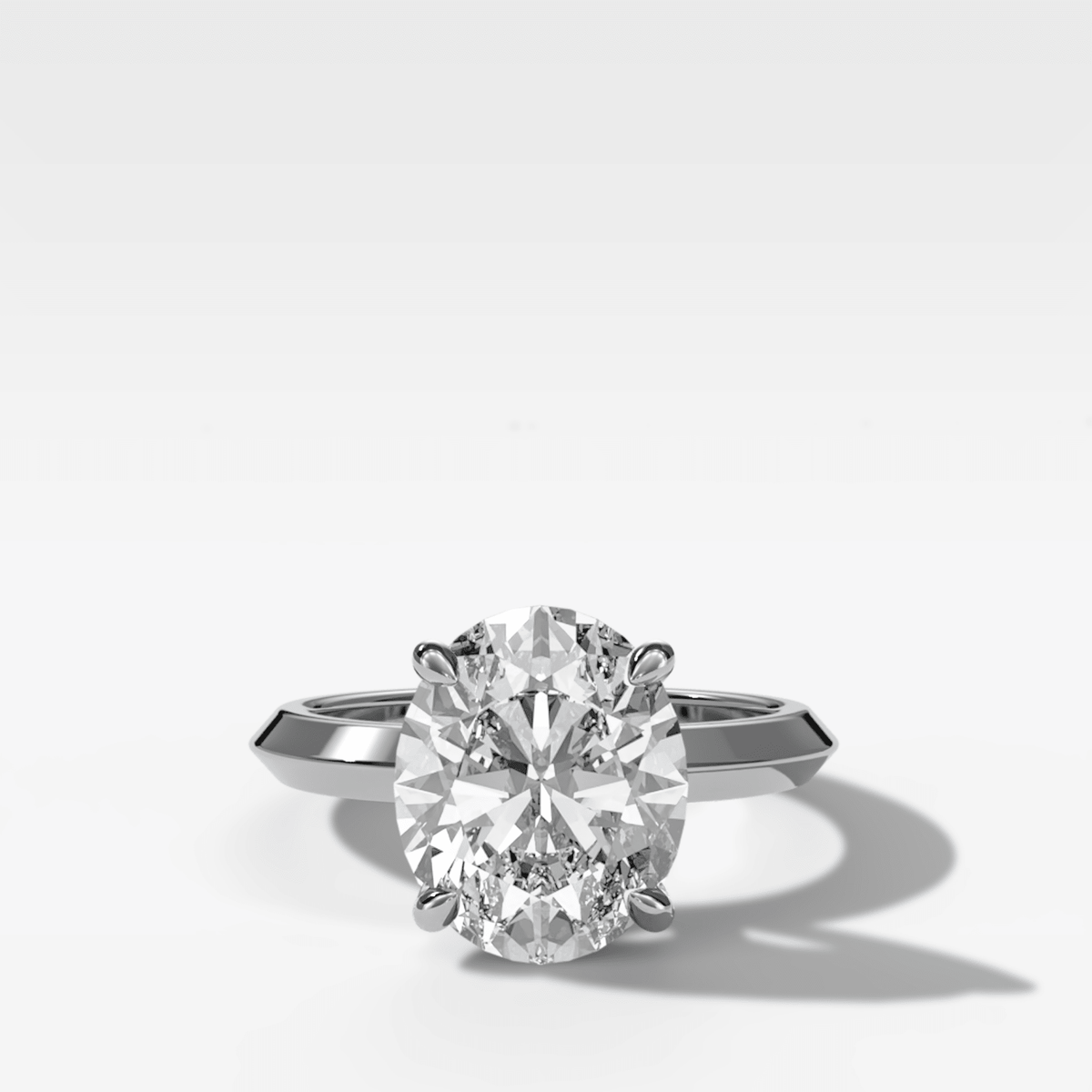 Butter Knife Solitaire Engagement Ring With Oval Cut Diamond - GOODSTONE