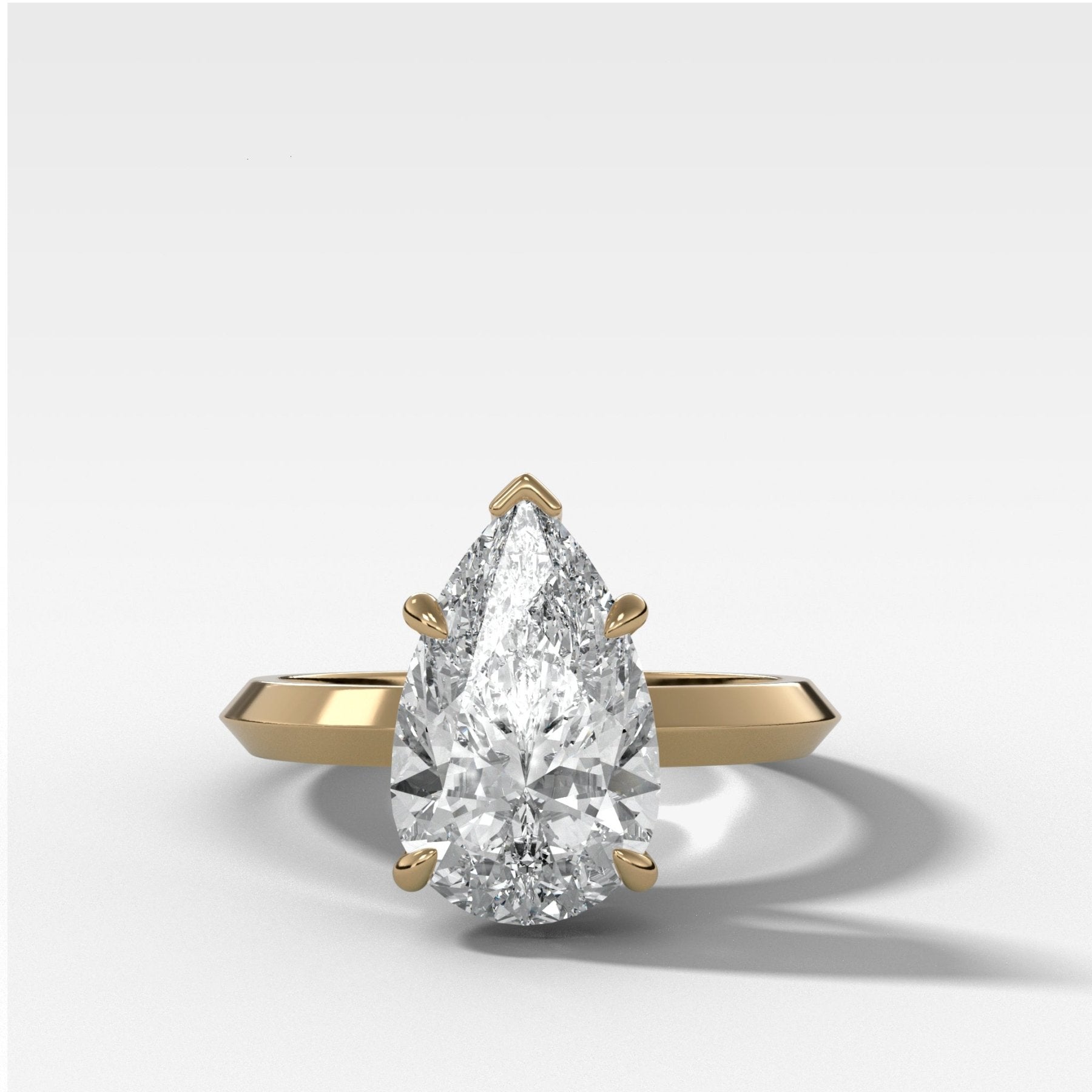 Butter Knife Solitaire Engagement Ring With Pear Cut Diamond - GOODSTONE