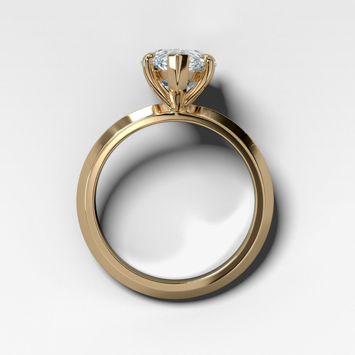 Butter Knife Solitaire Engagement Ring With Pear Cut Diamond - GOODSTONE
