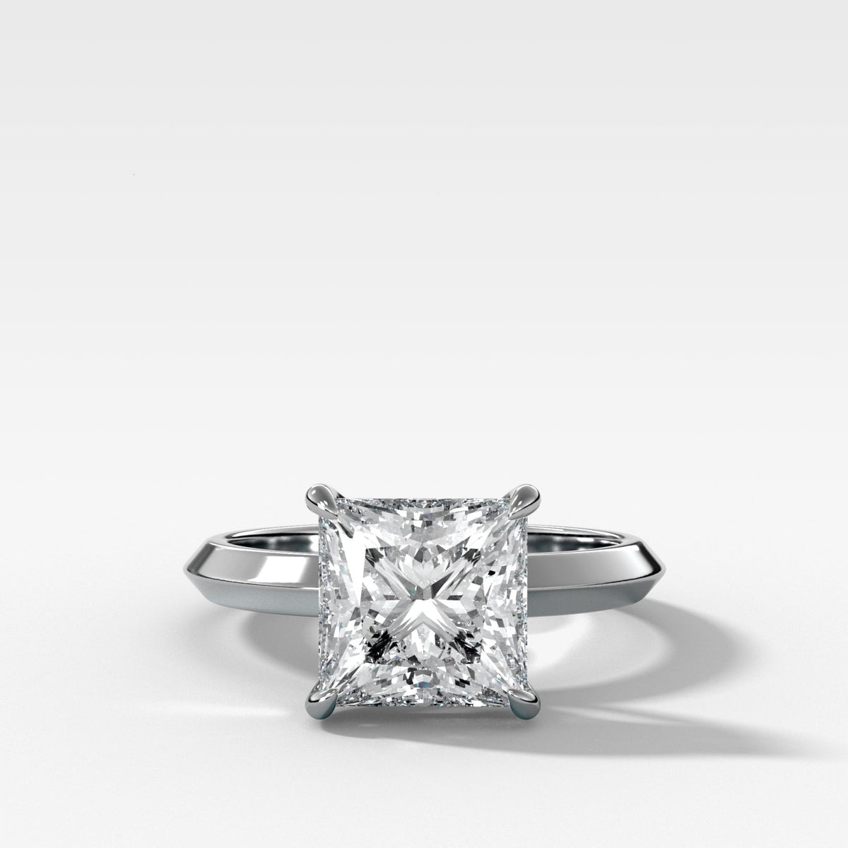 Butter Knife Solitaire Engagement Ring With Princess Cut Diamond - GOODSTONE