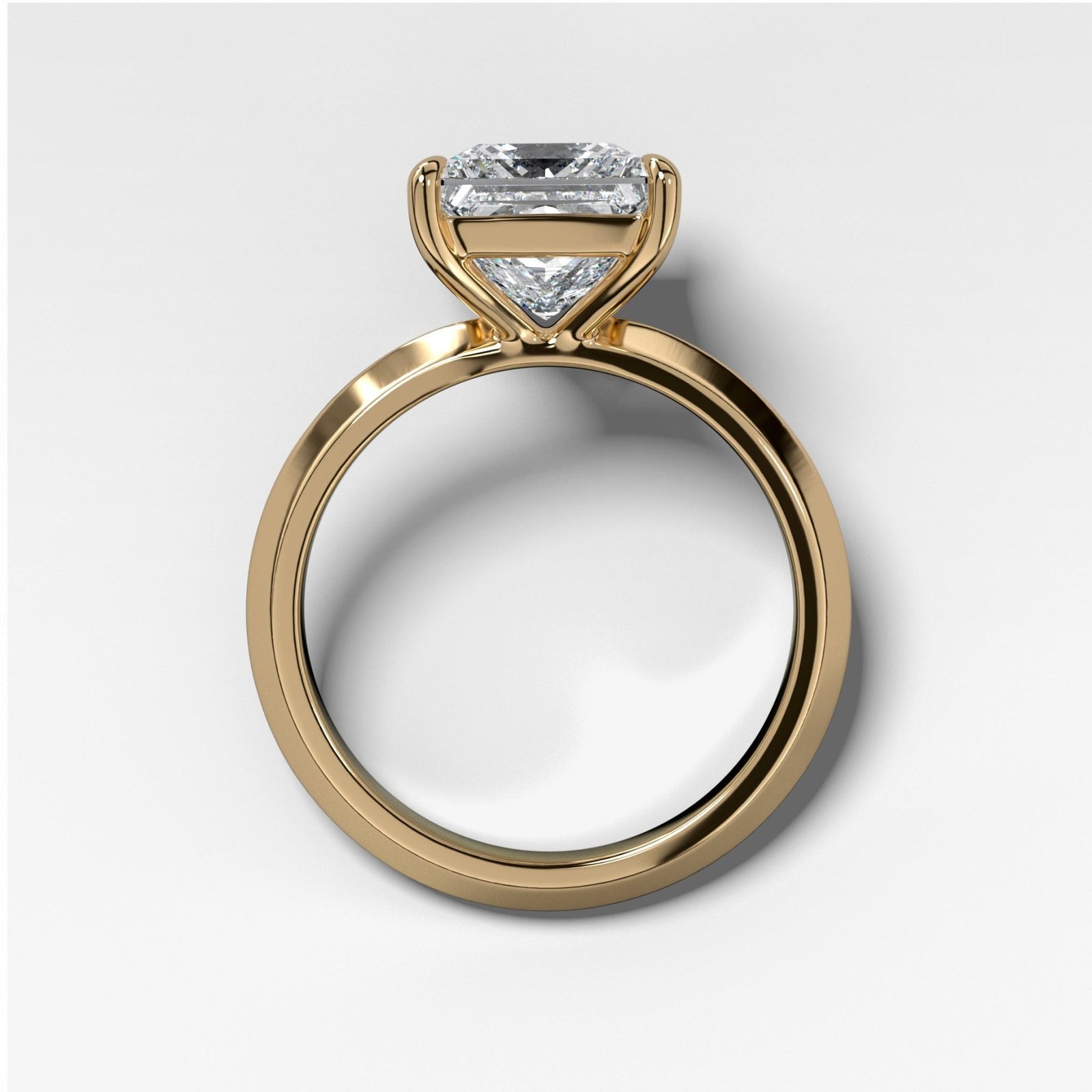 Butter Knife Solitaire Engagement Ring With Princess Cut Diamond - GOODSTONE