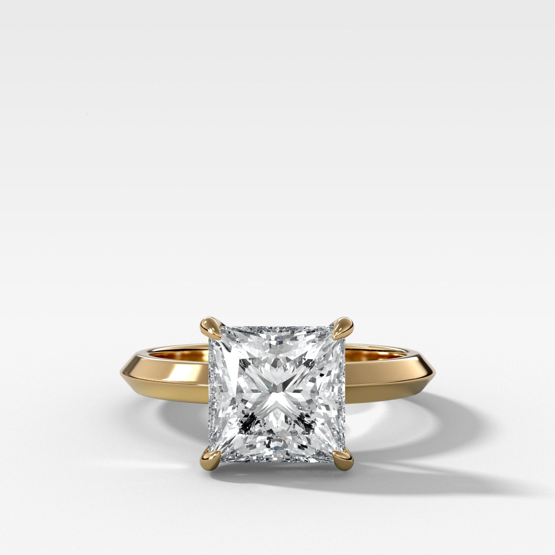 Butter Knife Solitaire Engagement Ring With Princess Cut Diamond - GOODSTONE