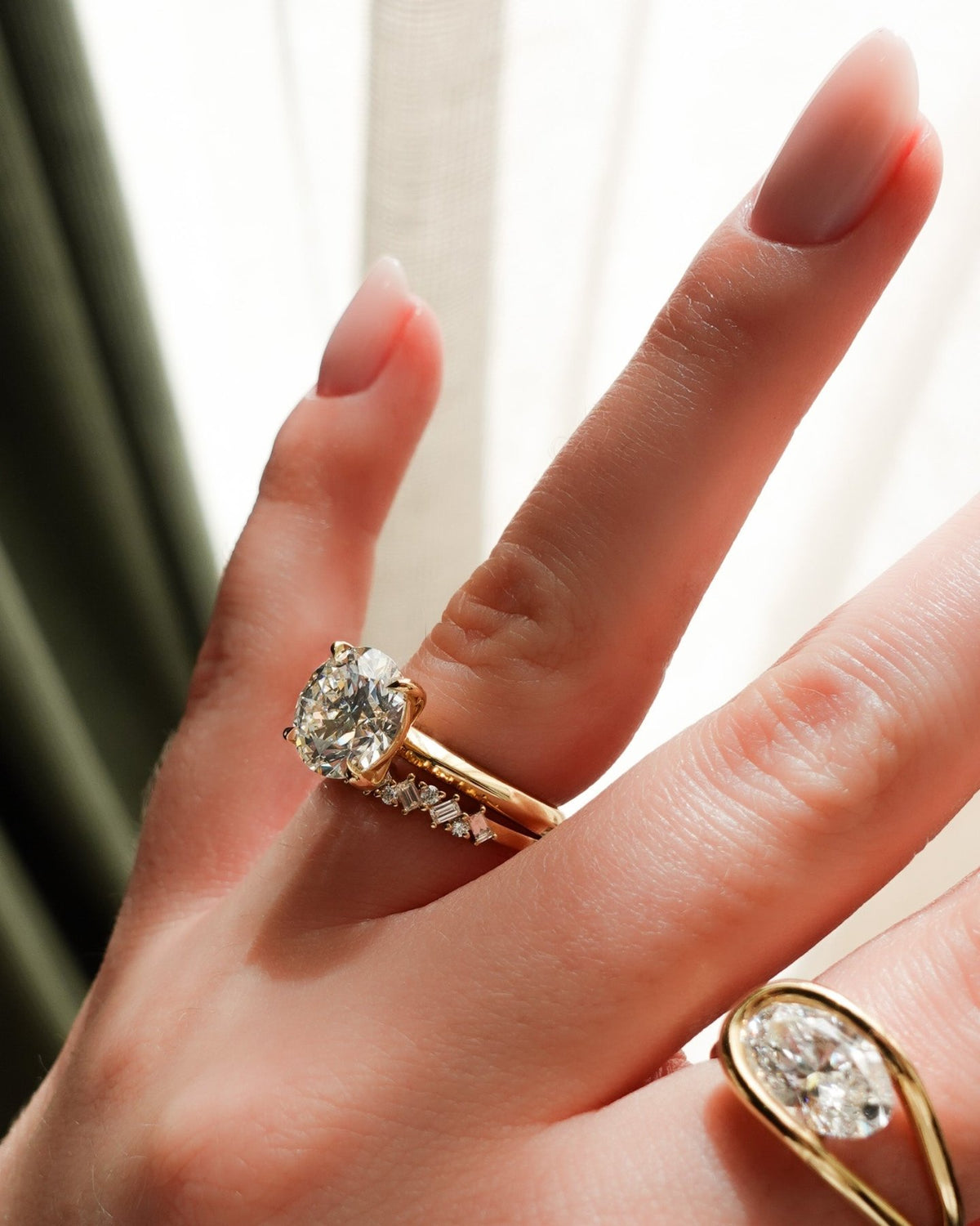 Butter Knife Solitaire Engagement Ring With Round Cut Diamond - GOODSTONE