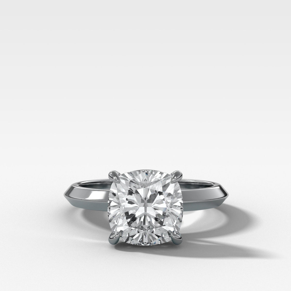 Butter Knife Solitaire Engagement Ring With Square Cushion Cut Diamond - GOODSTONE