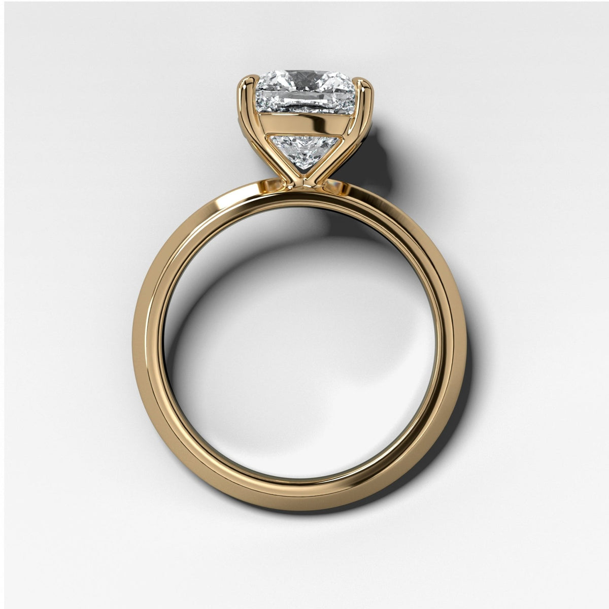 Butter Knife Solitaire Engagement Ring With Square Cushion Cut Diamond - GOODSTONE
