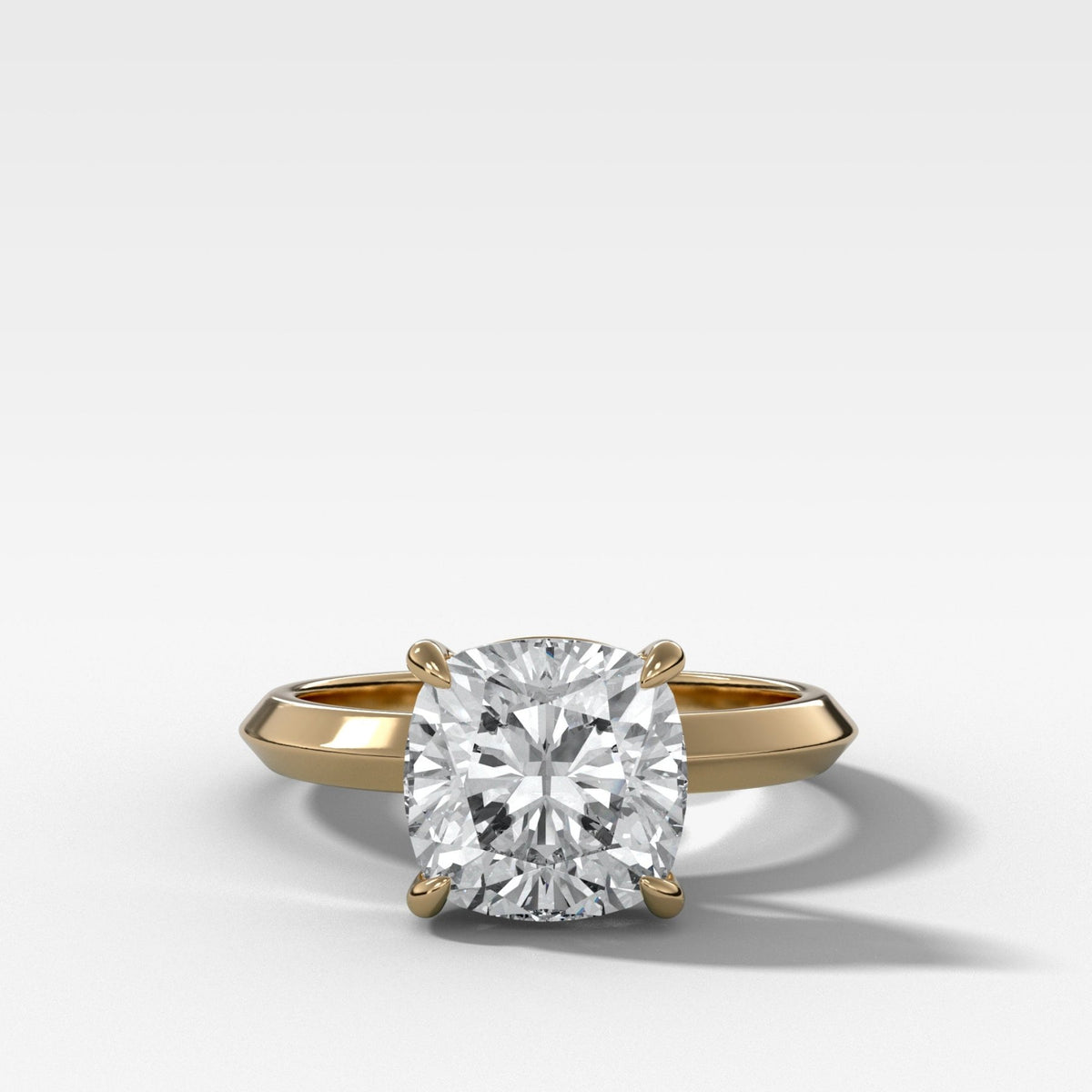 Butter Knife Solitaire Engagement Ring With Square Cushion Cut Diamond - GOODSTONE