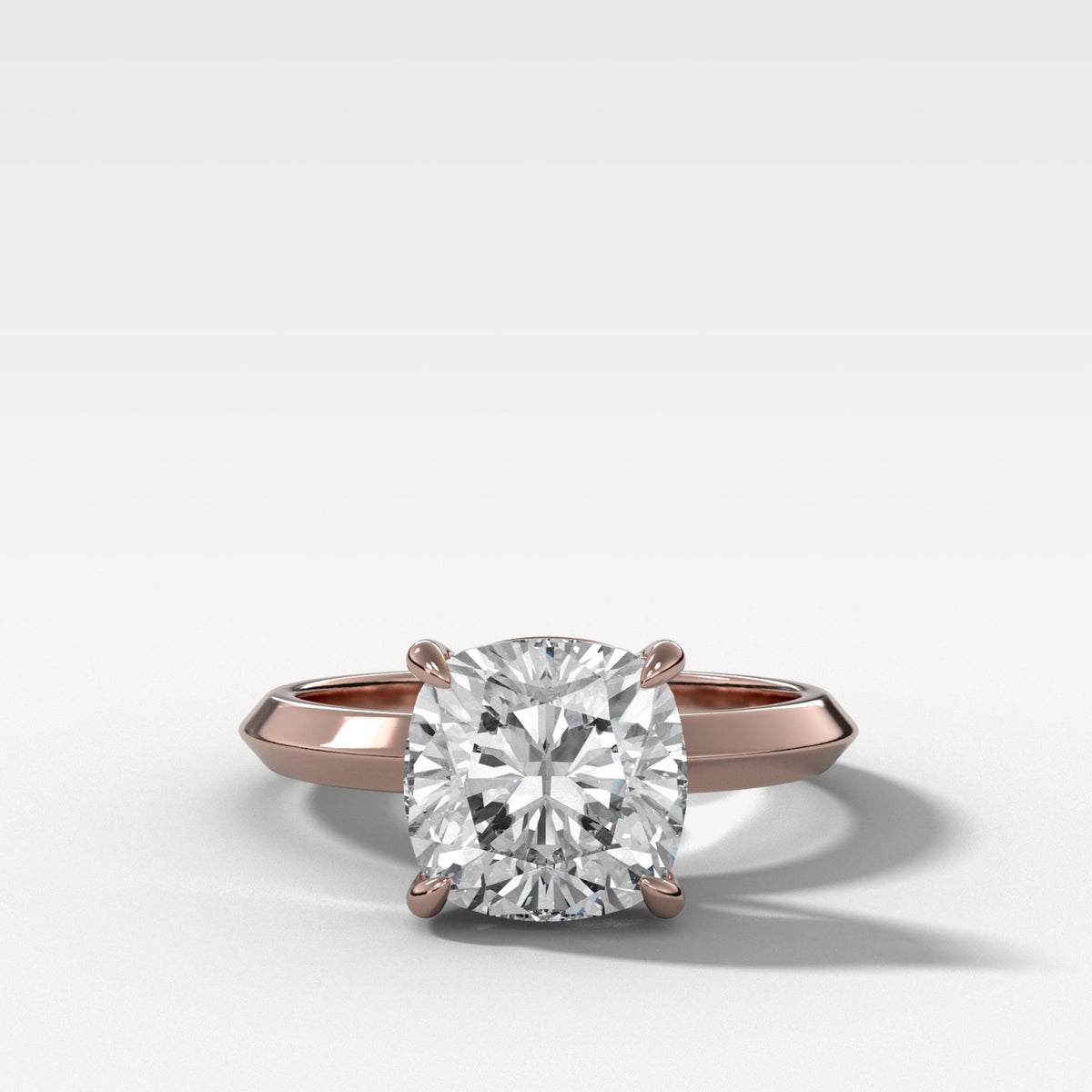 Butter Knife Solitaire Engagement Ring With Square Cushion Cut Diamond - GOODSTONE