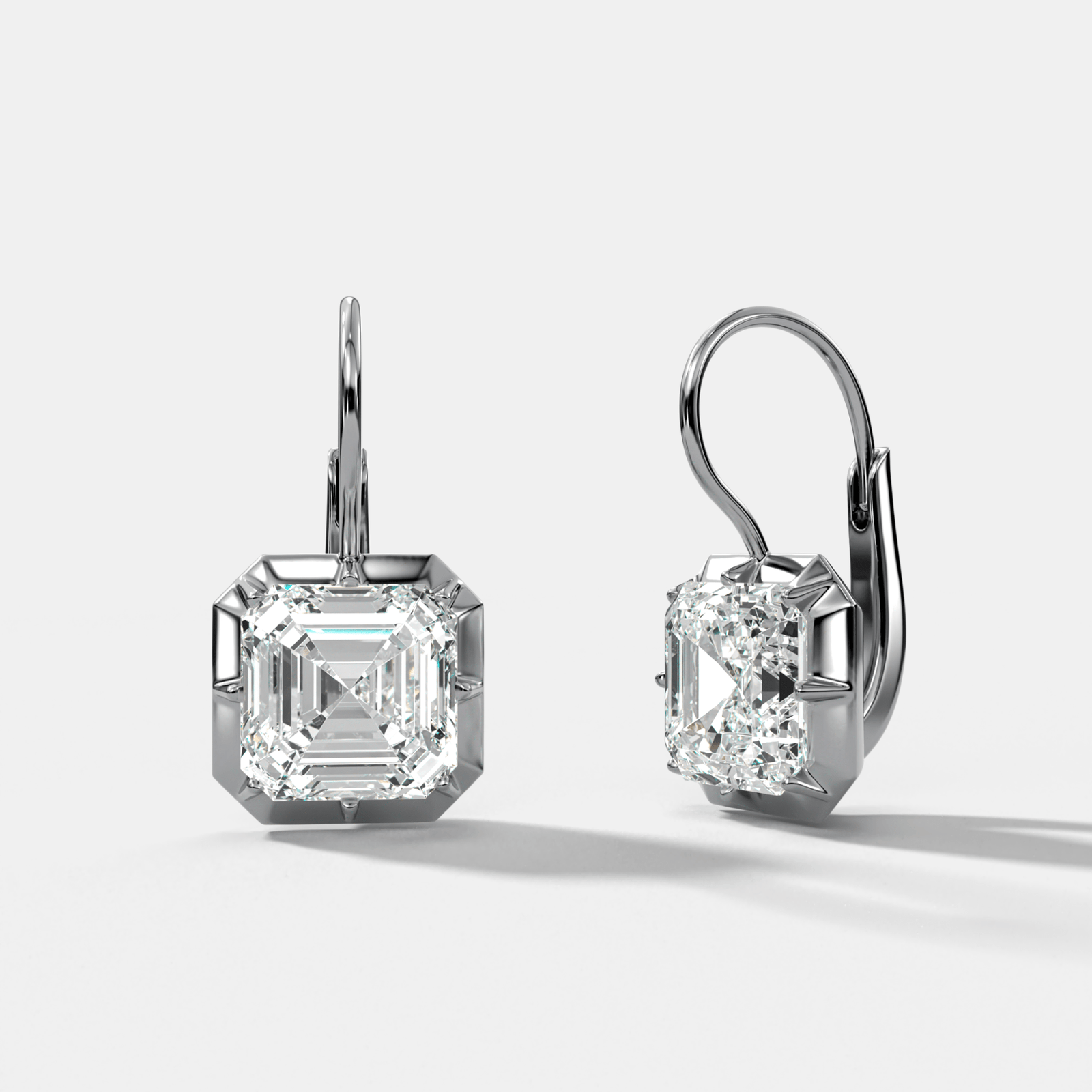 Button Back Dangle Earring with Asscher Cuts - GOODSTONE