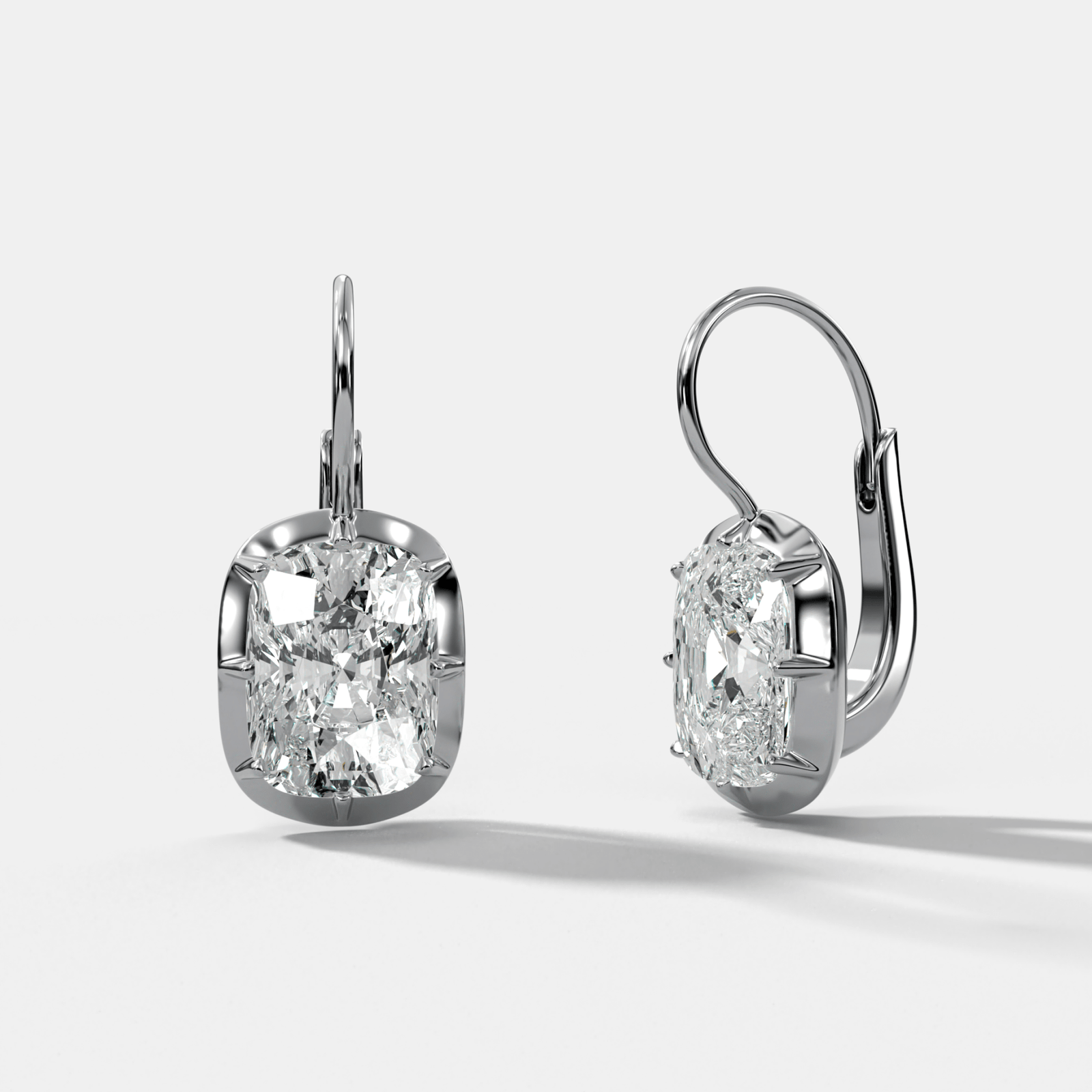 Button Back Dangle Earring with Elongated Cushion Cuts - GOODSTONE