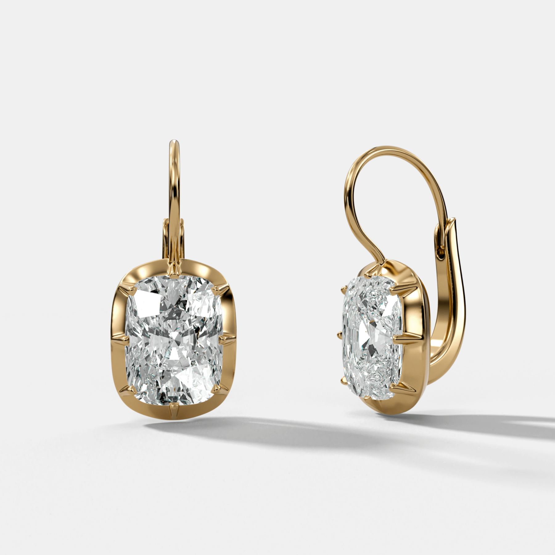 Button Back Dangle Earring with Elongated Cushion Cuts - GOODSTONE