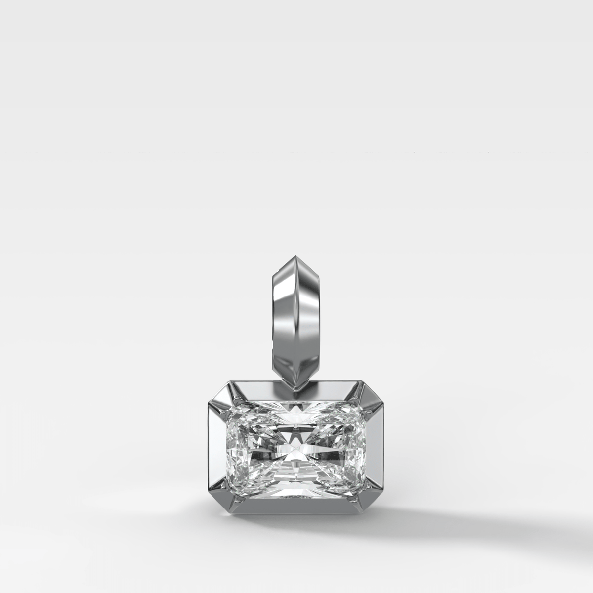Button Back East West Elongated Radiant Attachable Diamond Pendant - GOODSTONE