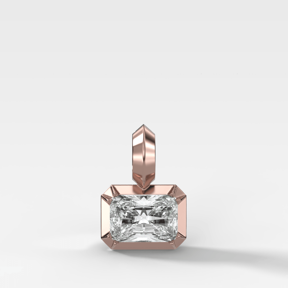 Button Back East West Elongated Radiant Attachable Diamond Pendant - GOODSTONE