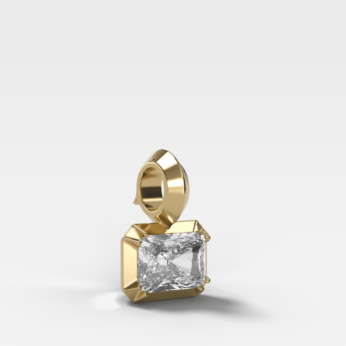 Button Back East West Elongated Radiant Attachable Diamond Pendant - GOODSTONE