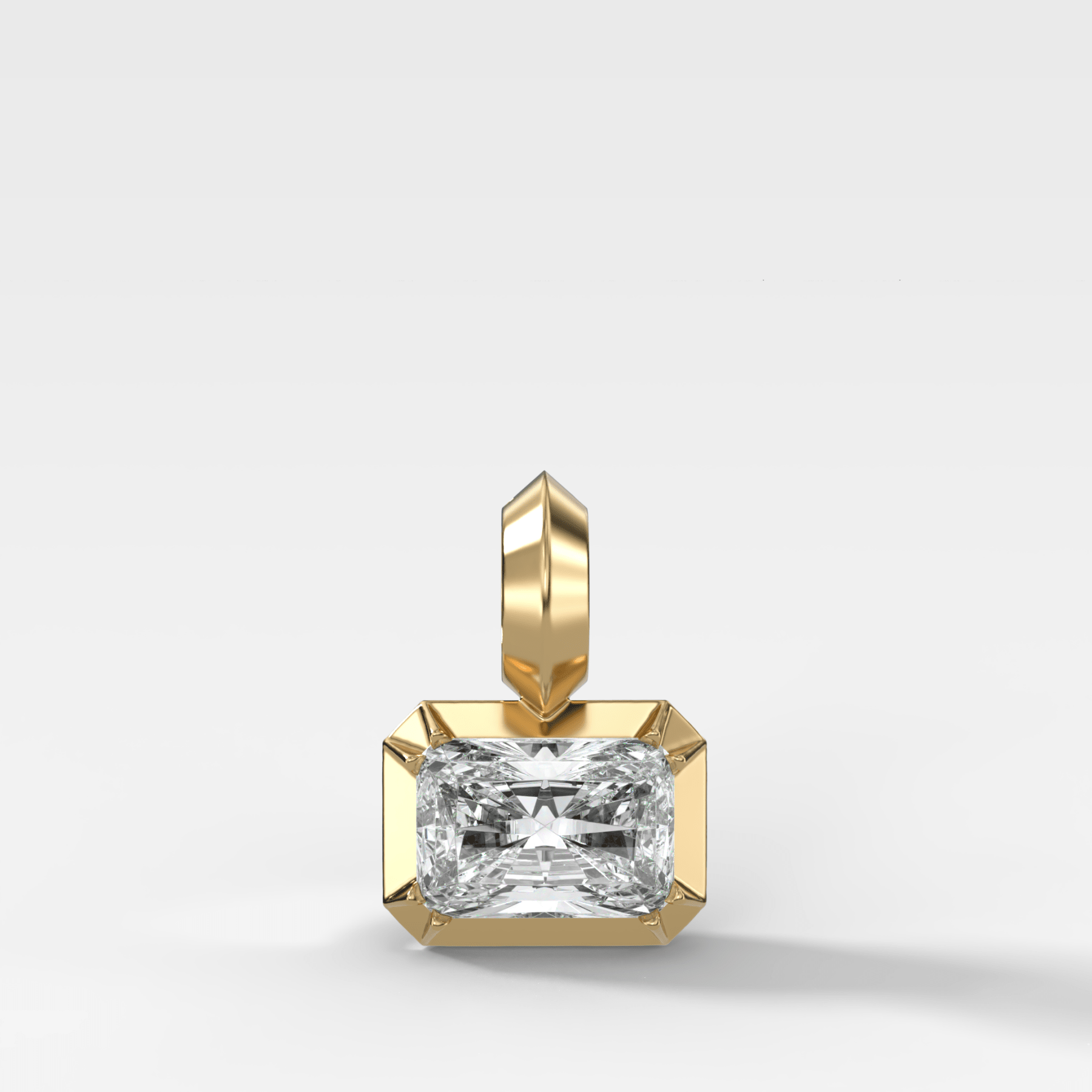 Button Back East West Elongated Radiant Attachable Diamond Pendant - GOODSTONE